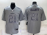 Men's Dallas Cowboys #21 Ezekiel Elliott LOGO Grey Atmosphere Fashion 2022 Vapor Untouchable Stitched Nike Limited Jersey,baseball caps,new era cap wholesale,wholesale hats